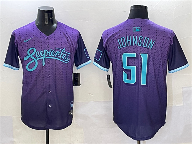 Men's Arizona Diamondbacks #51 Randy Johnson Purple 2025 City Connect Limited Stitched Baseball Jersey Men's Arizona Diamondbacks #51 Randy Johnson Purple 2025 City Connect Limited Stitched Baseball Jersey